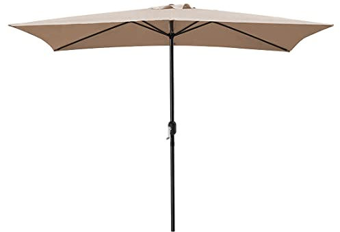 Acomoda Textil – Sombrilla de Jardín con Forro Anti UV 200x300cm. Parasol de Aluminio con Manivela, Toldo Rectangular para Patios y Terrazas. (Beige)