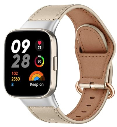 MiRowy Bracelet Montre en Cuir pour Xiaomi Redmi Watch 3, Hommes et Femmes, Bracelet de Remplacement, Blanc