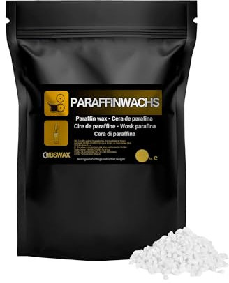 Ubswax Paraffinwachs für Kerzen | Pulver/Granulat zum Gießen und Herstellen von DIY-Kerzen | 100% Paraffin | Unparfümiert (1kg, Granulat)
