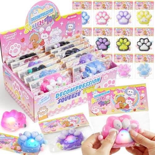 vamei 12 Stück LED Katzenpfoten Squishy Squeeze Spielzeug Cat Claw Squishy Toy Entspannungs Stressabbau Quetschspielzeuge Party Mitgebsel Kindergeburtstag Geschenke für Kinder Mädchen Jungen