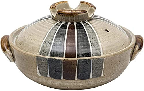 NBVOKLEAD Cazuela de cerámica Olla de Barro Olla de Barro Cazuela Olla para guisar Olla para Sopa Olla para cocinar gachas Olla para arroz Patrón de Paja Resistente al Calor-0.8L