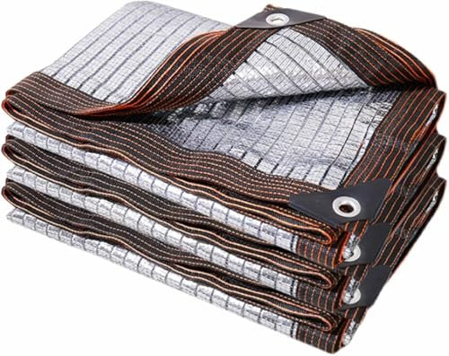 Telo ombreggiante in alluminio con bordi e fori per pergola, serra, giardino, 5 x 8 m, colore argento, termoriflettente, per protezione solare e raffreddamento