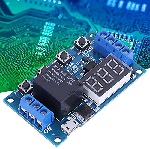 DC 6–30 V Digitales LED-Relais-Timer-Modul, Timer-Schalter-Modulplatine, Zyklus-Timing-Schaltkreis, Timer-Verzögerungs-Trigger-Modul, Micro-USB 5 V