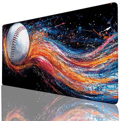 Tapis de Souris Couleur Tapis Souris xxl 600x300x3mm, Base-ball Tapis de Souris xxl Gaming Accessoire Bureau, Base en Caoutchouc Anti-dérapant et Imperméable, Haute précision et Vitesse pour PC 23-5-I
