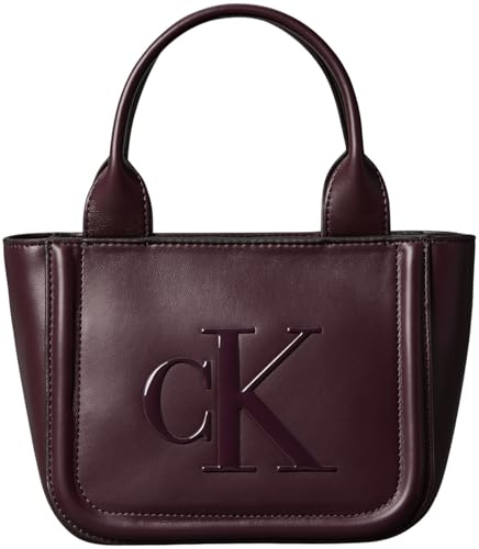 Calvin Klein Damen Tote Bag Tasche Bold Small With Strap mit Logo, Rot (Fudge), Einheitsgröße