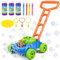 Herefun Maquina Pompas Jabon, Cortacesped Juguete Burbujas Jardin, Mecanismo de Soplado Automático, Juguetes Exterior para Niños Jardin, Regalos para Nayores de 3 Años (Azul)