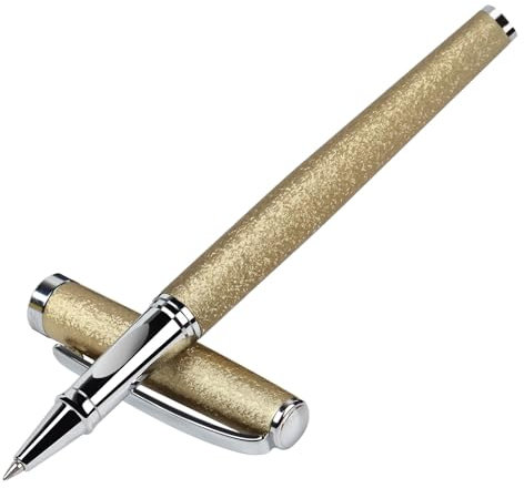 Zalantan Premium Tintenroller,luxury pen with cace,Kugelschreiber Glattes Schreibgefühl stilvolles Design müheloses Schreiben Executive Pen-Geschenkbox mit 0,5mm Schwarz Extra 2 Refill (Gold)