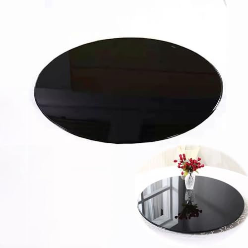 Générique Plateau De Table en Verre Noir De Remplacement De Table Ronde, Épaisseur 6 mm, Dessus De Table Verre Trempé avec Bord Poli Biseauté, Ø38-100cm(100cm/40in)