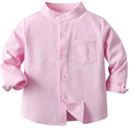 Generisch Chemise garçon 152 printemps garçon chemise unie debout manches longues simple boutonnage coton cardigan enfant chemise chemise 128 garçon manches courtes