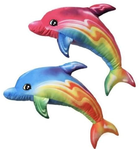 Genérico Delfin-Plüschchen, mehrfarbig, 2 Stück, Regenbogen-Delfine, 30 cm, weich, bunt und lustig