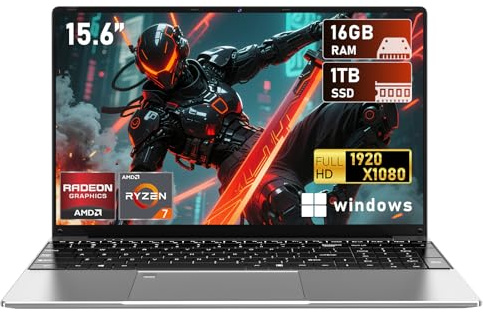 Ordinateur portable gaming 15,6 pouces, R7 5700U (8C / 16T, jusqu'à 4,3 GHz), RAM 16 Go, SSD 1 To, écran FHD de 15,6 1920 * 1080P, graphique Radeon Vega 8, WiFi5, BT 5.0, clavier rétroéclairé