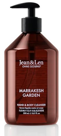 Jean & Len Hand & Body Cleanser Marrakech Garden, für ein duftendes Reinigungserlebnis, Körper- & Handseife in einer hochwertigen Flasche, eleganter Duft, vegan, 500 ml