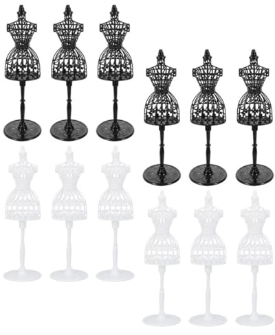 KICHOUSE 12-teiliges Kleiderpuppen-ständer Mit Ständer: Puppenkleider-ständer – Miniatur-schneiderpuppen-displayhalter Für Puppenhaus-zubehör