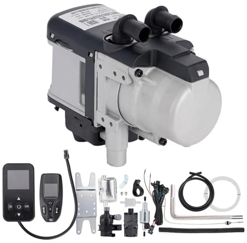 KWEZ Dieselheizung 12V 6KW Diesel Kraftstoff Flüssigkeit Heizung Benzin Vorwärmer LCD Schalter Schalldämpfer + Wasser Pumpe Parkplatz Heizung Gerät Standheizung Diesel(Two-Way Remote)