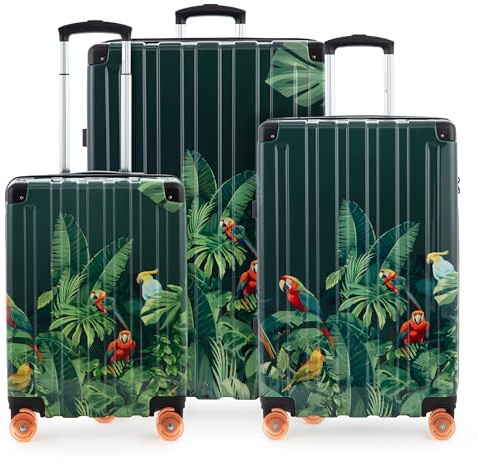 Hauptstadtkoffer Q-Damm Kofferset (54/68/78 cm) 260 L, Design Papagei | ABS-Hartschale · TSA-Zahlenschloss · Erweiterbar · 4 Rollen · Austauschbare Ersatzteile · Gepäckset · S,M & L · Für Familien