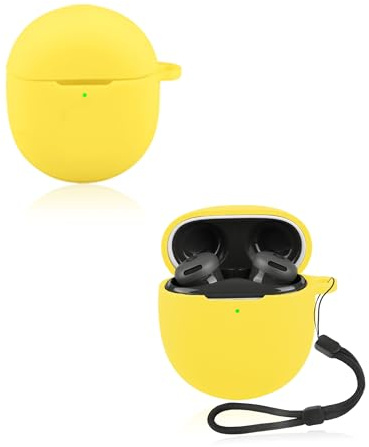 Case for Google Pixel Buds 2a Wireless Earbuds, yystao Soft Silicone Protective Cover compatible with Google Pixel Buds 2a, With Lanyard, Dustproof, Shockproof & Durable, Yellow