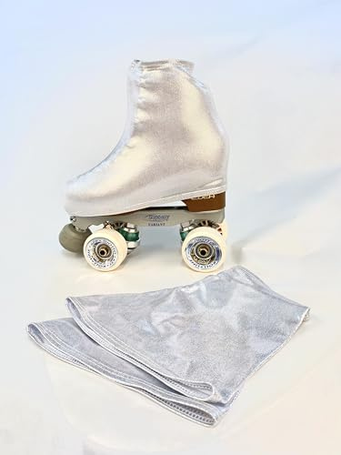 Genérico CRLSPORT Cubre patín para niña y Mujer, Funda PatinSkate, Professional Skating, Patinaje Hielo,artístico o en línea. 180 Densidad. Talla Universal Adulto y niños. Color Plata Brillante