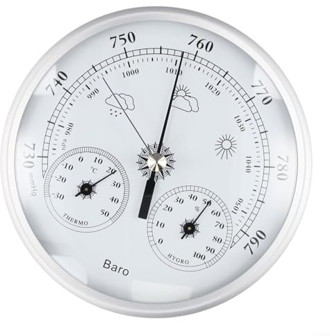 HanOaki Thermometer und Hygrometer bei 130 mm, 7,6 cm Barometer für präzise Wetteränderungsvorhersagen