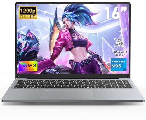 FUNYET Ordinateur Portable 16 Pouces,Win11 New Laptop, processeur N95 Notebook, 16 Go de RAM, SSD 1 to, 1920 x 1200 FHD, Clavier rétroéclairé, Angle d'ouverture 180°, 46,2 WH