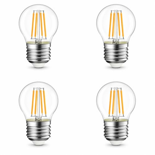Linqzxz G45 E27 LED Glühbirne 6W 3000K Warmweiß, 4er-Pack | Klar LED Vintage Lampe, 720 lm, ersetzt 60W, 220-240V, nicht dimmbar, flimmerfrei, für Tisch-, Wand- und Pendelleuchten