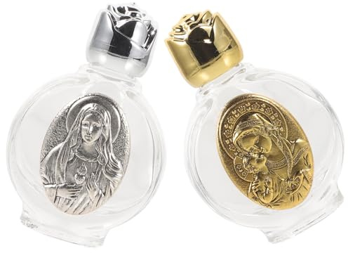 Toyvian Lot de 2 Petites Bouteilles d'eau Bénite en Verre Embossé, Décoratives et Réutilisables, Étanches, Voyage et Usage Extérieur