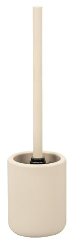 eluno WC-Garnitur Cerano mit Soft-Touch Oberfläche, freistehende WC-Bürste inkl. 1x schwarzer Ersatzbürstenkopf, Moderne Toilettenbürste für Badezimmer und Gäste-WC, aus Keramik (Beige)