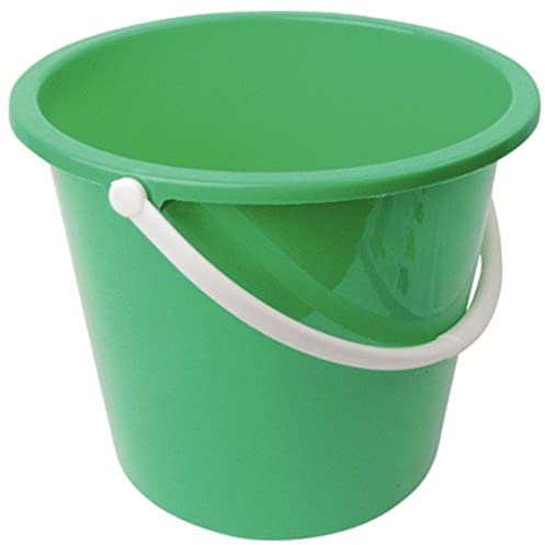 Jantex Round Plastic Bucket with Handle 10 Litre, Green, Cleaning Bucket, Colour Coded Cleaning, Size: 26(H) x28(W) x29.5(D) cm, Professional & Home Use, CD806