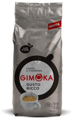 Gimoka - Café en grains - Mélange GUSTO RICCO - 1 Kg - Intensité 13 - Fabriqué en Italie
