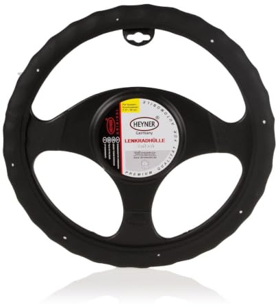 HEYNER® Lenkradhülle 37-39 cm, weich perforiert schwarz für Auto | soft, rutschfest & geruchsneutral
