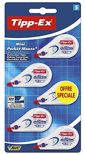 Tipp-Ex Mini Pocket Mouse Rubans Correcteurs - 6 m x 5 mm, Blister Format Spécial de 5