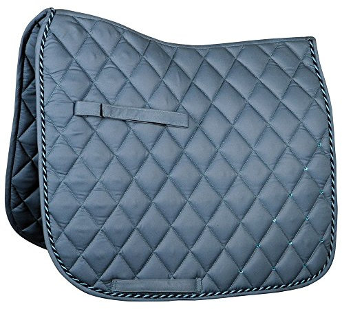 NETPROSHOP Vielseitigkeit Sattelunterlage Satteldecke Schabracke in Graublau mit Kristallsteinchen Cob oder Full, Groesse:Cob, Farbe:Blaugrau