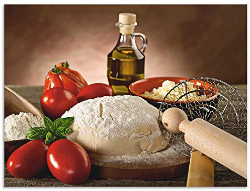 ARTland Spritzschutz Küchenrückwand aus Alu für Küche Herd Spüle 80x60 cm (BxH) mit Motiv Essen Lebensmittel Italien Pizza Tomaten Teig Mediterran T5UZ