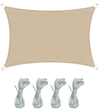Rebecca Mobili Sonnensegel Sonnenschutz Garten Beige Rechteckig Polyethylen UV-Schutz Outdoor Boot Terrasse 4x5 m (Cod. RE6344)