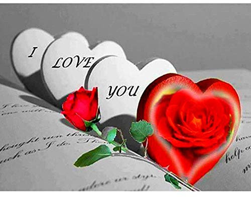 WATYW Diy 5D Diamond Painting Full Drill Groß Runde Liebe Rose Bild Von Strass Stickerei Blume Diamant Mosaik Kreuzstich Home Decor ohne Rahmen 40x50cm