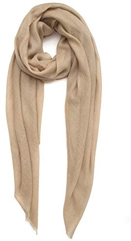 100% Cachemira hecho en Kashmir (caja de regalo) Bufanda de cachemir superfina Bufanda grande extremadamente suave Mujer Hombre Pashmina Otoño Invierno Eggnog Beige