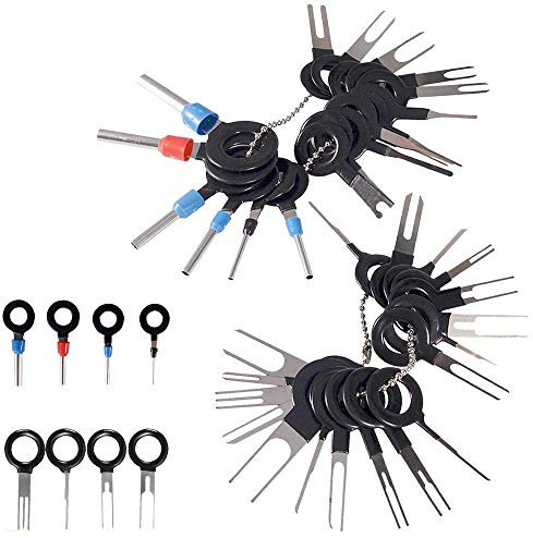 GTIWUNG 36 Stück Terminals Removal Tools, Entriegelungswerkzeug für Flach- und Rundsteckkontakte, Tool zum Entfernen des Terminals Demontagewerkzeuge, Extractor Puller