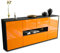 Stil.Zeit Sideboard Olaf, Korpus anthrazit matt, Front Hochglanz Mandarine (180x79x35cm) Push-to-Open Technik & Leichtlaufschienen