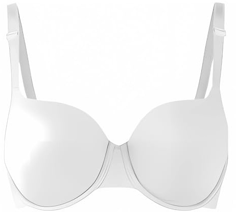 New Ladies Women's Beauform T-Shirt Full Cup Coverage Bra Size 32A-40E (D, White, 40)