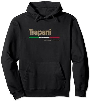 Trapani Città Italiana Retrò Bandiera Italia Felpa con Cappuccio