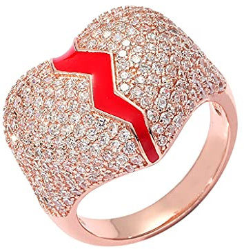 KMASAL Jewelry Heart Broken Ring Iced Out Simulated Diamond 18K Gold Plated Cluster Bling CZ Surround Wedding Bend Rapper Ring Luxury Gift for Men Women Hip Hop, Metall, Zirkonia