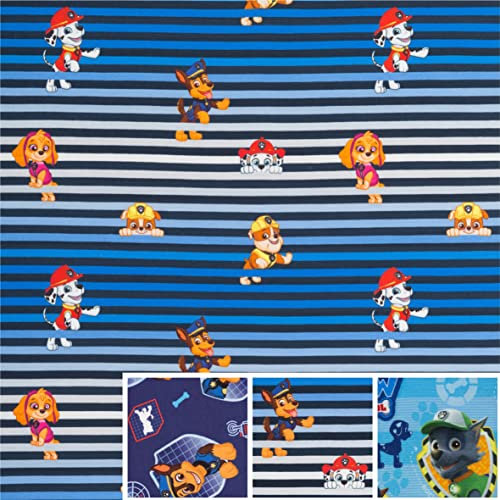 Swafing Paw Patrol Baumwolljersey Stoff für Kinder Coupon (blau geringelt, 0,5m)