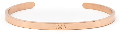 BRACELET INSPIRANT Attraction Zen Gravé | Bracelet Ajustable en acier inoxydable | Bijoux Femme Homme (Rose Gold, Infini)