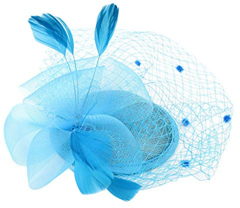 BOTCAM Damen Fascinators Hut Mode Federhut Cocktailparty Hut Netting Feathers Haarspange Stirnband Flower Headband Party Girls Women Headwear Handgemachte Haarspange Hochzeit Casual GroßE Hut