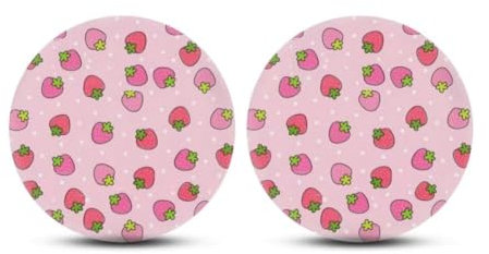UNICEU 2 Stück niedliche rosa Erdbeer-Druck Auto-Untersetzer für Getränke, saugfähig, Auto-Becherhalter, Untersetzer, automatischer Inneneinsatz, 7,1 cm