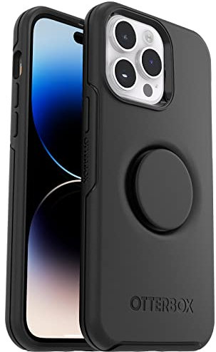OtterBox Schutzhülle für iPhone 14 Pro (nur) Otter + Pop Symmetry Serie, integriertes PopSockets PopGrip, schlank, taschenfreundlich, erhöhte Kanten schützen Kamera und Bildschirm, Schwarz