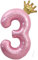 VUCDXOP Ballon Zahl 3 mit Krone, Rosa, 101 cm, Helium Ballon, Mädchen Geburtstag Luftballon Deko Hochzeit Jubiläum Fest Party Dekoration - Fliegt mit Helium