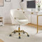FABRICATION HAUS Desk Home Office Velvet Chair Swivel Height Adjustable Armless Padded Cushion Task Chair with Gold Base Chair for Bedroom Vanity(IVORY)