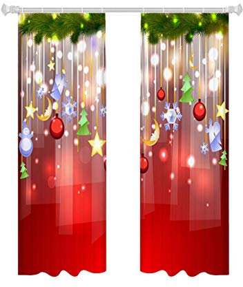 WEITING in Poliestere Rosso - in Poliestere Rosso 2 Pezzi per Porta Finestra,Tende Natalizie Rosse in Poliestere Tende per Porte Decorazioni Natalizie
