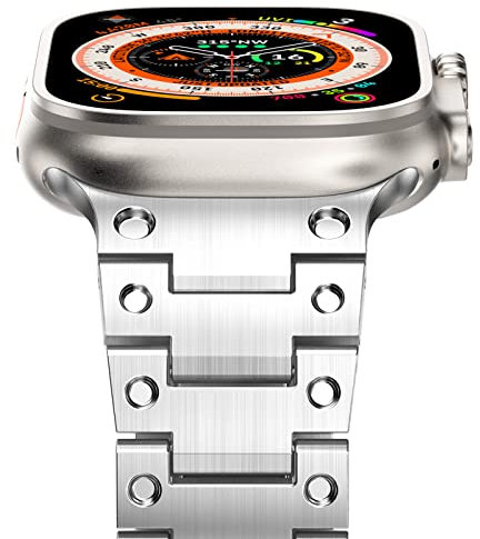 NewWays 49 mm, 45 mm, 44 mm, 42 mm, compatibile con Apple Watch, cinturino di ricambio in acciaio inox, adatto per iWatch Ultra Serie 8/7/6/5/4/3/2/1/SE (2022/2020), argento
