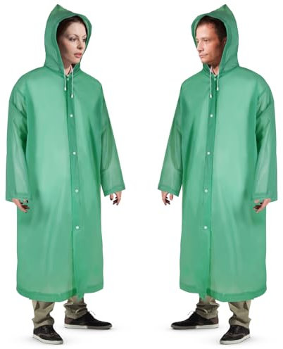 welsberg 2x Regenponcho Regenmäntel Wasserdicht Damen und Herren Atmungsaktiv Regenjacke Regenschutz für Fahrrad Wandern Angeln Sport, Grün